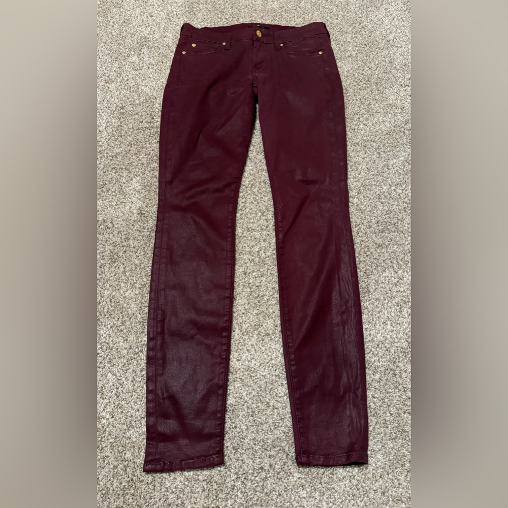 7 For All Mankind The Skinny Coated Jeans | Size 27 | Coated Ruby Rust - Picture 3 of 10